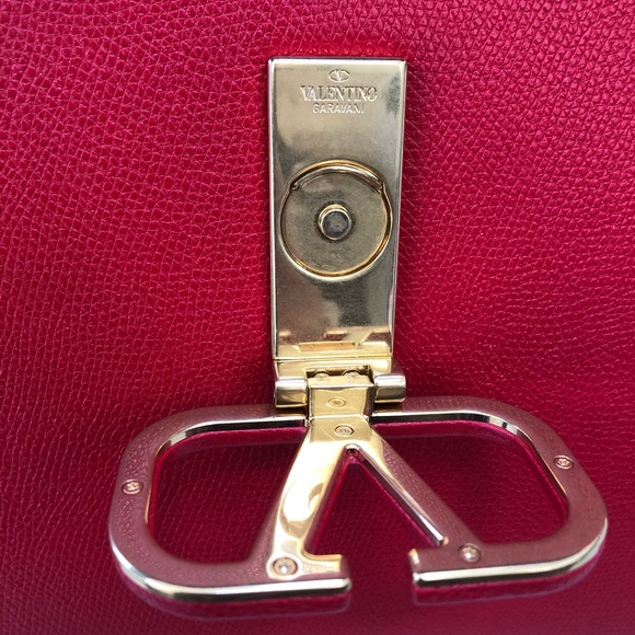 New Valentino VSLING Lipstick Red Leather Bag Satchel Medium Rockstud Perfect - Picture 11 of 16